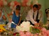 На нашей свадьбе торт достался всем... кроме нас и свидетелей, Элины и Сергея Захарова, тех, кто резал торт. Правда лебедей мы увезли домой.